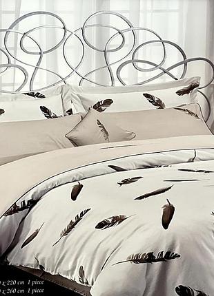 Комплект постільної білизни maison d'or  plumes beige сатин 220-160*2 см бежевий