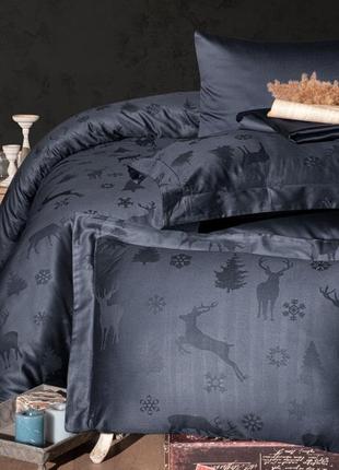 Комплект постільної білизни first сhoice jacquard dark series midas eclipse бавовна 220*200 см сірий2 фото