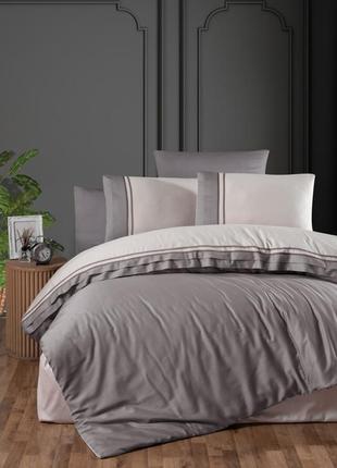 Комплект постельного белья first choice deluxe satin groovy quicksilvert хлопок 220-200 см серый