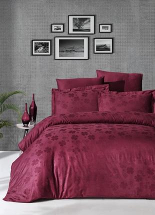 Комплект постельного белья first choice jacquard clover bordo сатин 220-160 см бордовый