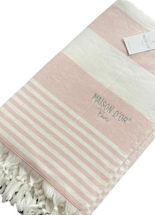 Пляжное полотенце maison dor primavera beach rose white хлопок 100-200 см розовое