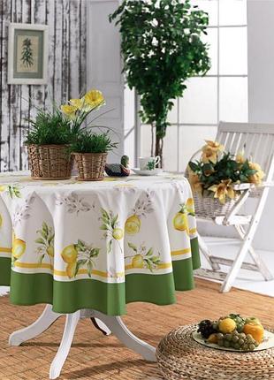 Скатертина maison dor garden green lemon поліестер кругла ø160 см різнобарвна