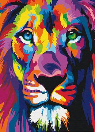 Картина по номерам "радужный лев" 40х50 bs8999