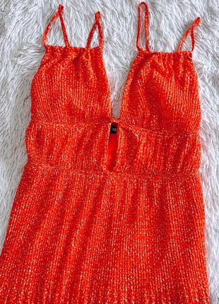 Яркое оранжевое плиссированное платье missguided1 фото