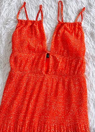 Яркое оранжевое плиссированное платье missguided3 фото