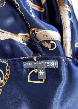 Темно-синий платок с кисточками🔹принт цепи-ремни🔹city wear women veritas