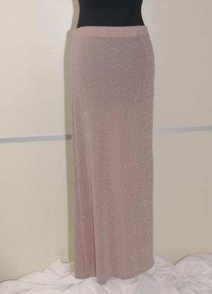 Длинная юбка макси в пол с люриксом на резинке большой размер4 фото