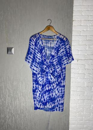Полупрозрачное платье туника в принт варочная варочка большого размера, xxl 52-54р3 фото