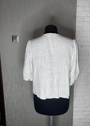 Блуза з короткими об’ємними рукавами блузка в горошок з оригінальними ґудзиками льон і віскоза tu, xxxl 54-56р2 фото