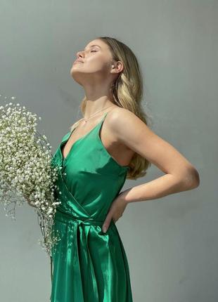 Сукня шовкова міді легка зелена р.с/м7 фото