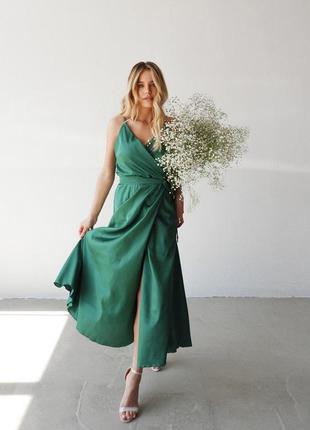 Сукня шовкова міді легка зелена р.с/м4 фото