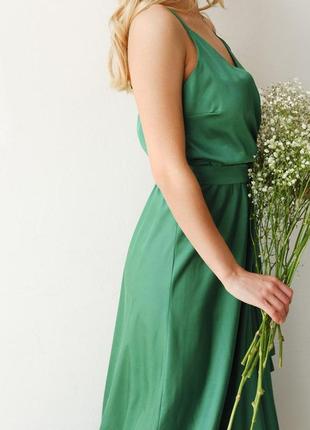 Сукня шовкова міді легка зелена р.с/м2 фото