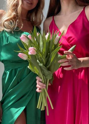 Сукня шовкова міді легка зелена р.с/м6 фото