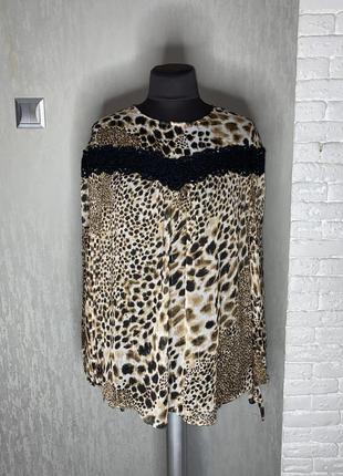 Шикарная блуза с люрексом блузка у леопардовый принт next, xxxl 54р