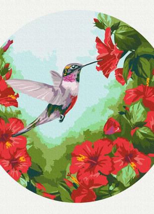 Картина по номерам на круглом подрамнике "колибри" rc00012m диаметр 30 см