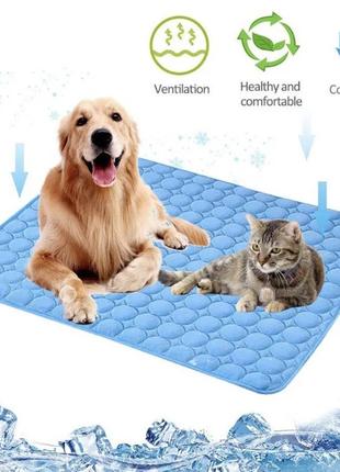 Коврик для котів та собак, охолоджующий та дихающиий, з мякою підкладкою, літній, розмір 40*30, синій, нейлон1 фото