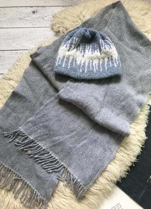 Набор голубой зимний шарф шапка тёплый2 фото