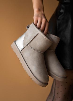 Уггі жіночі ❄️зимові❄️ugg classic ii mini goat ach, шкіряні зима угі.6 фото