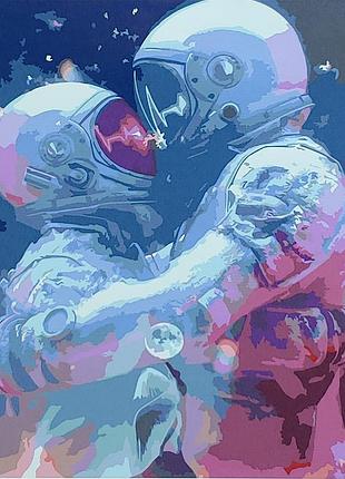 Картина по номерам strateg премиум космическая любовь с лаком и уровнем размером 40х50 см (sy6776)