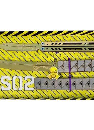 Набір ножів сувенірних дерев'яних so-2 "бабочка legasy & tanto якудза gold" so2-4-b