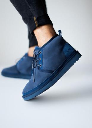 Стильные мужские синие👌угги👌ugg neumel blue, угт\ботинки кожаные