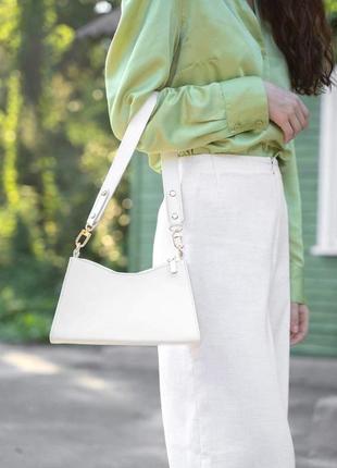 Жіноча шкіряна сумка sally біла3 фото