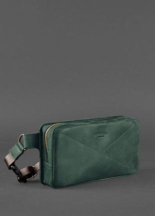 Шкіряна поясна сумка dropbag maxi зелена3 фото