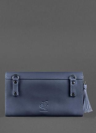Шкіряна жіноча сумка еліс темно-синя4 фото