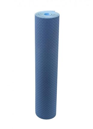 Килимок для йоги та фітнесу ivn 1830*610*6 мм tpe колір синьо-блакитний2 фото