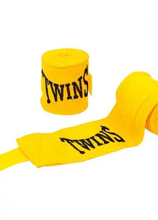 Бінти боксерські twins 5466-3-6 бавовна з еластаном 3 м. колір жовтий.1 фото
