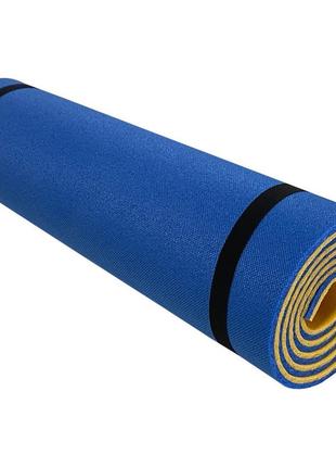 Килимок для фітнесу champion двошаровий 1800х600х10мм жовто-синій2 фото