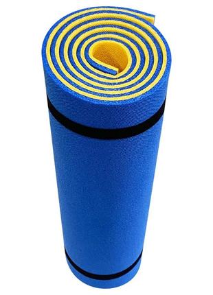 Килимок для фітнесу champion двошаровий 1800х600х10мм жовто-синій3 фото