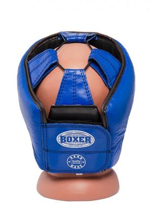 Шолом боксерський boxer l шкірвініл 0,6 мм синій2 фото