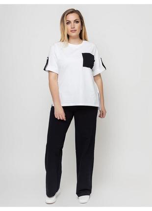 Костюм-двійка жіночий літній штани з трикотажу двонитка, футболка - кулір розмір від 48 до 603 фото