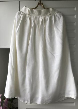 Винтажная юбка света натуральная на лето лен вискоза на пуговицах спереди5 фото