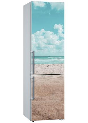 Вінілова декоративна наклейка на холодильник "пляж. морське узбережжя"