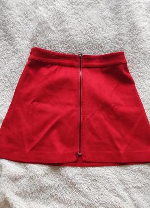 Замшевая красная юбка от zara1 фото