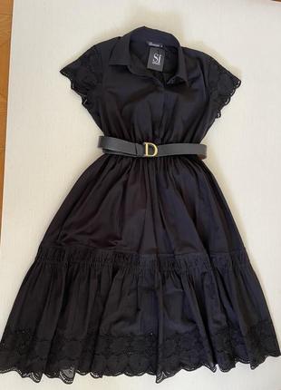 Роскошное черное платье 100%  хлопок