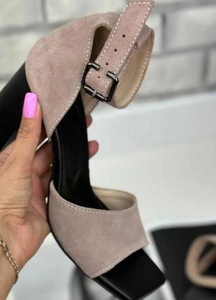 Стильные женские босоножки на каблуках замш  цвет пудра размер 38 (24,5 см) (28754)8 фото