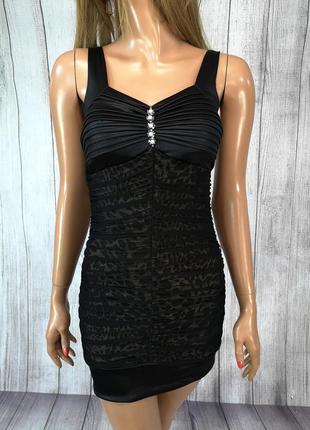 Стильное короткое платье, черное с леопардовым принтом7 фото