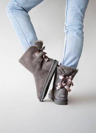 Теплые зимние ugg bailey bow в сером цвете (осень-зима-весна)😍7 фото