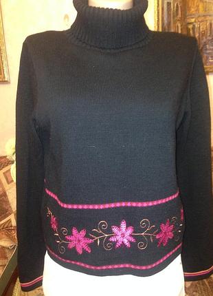 Короткий свитер с высоким воротником под горло miss h express стиль бохо, этно.