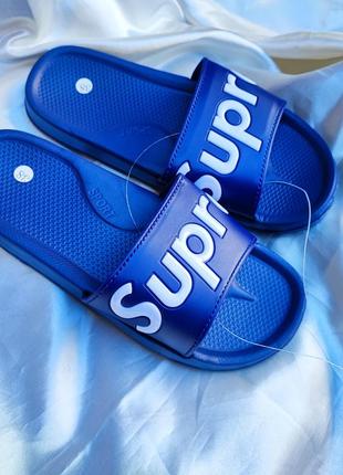 Сині шльопки supre з пінковою підошвою