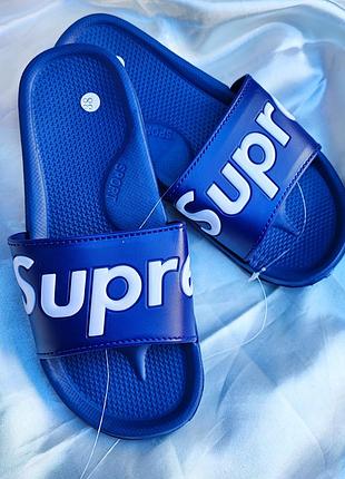 Сині шльопки supre з пінковою підошвою