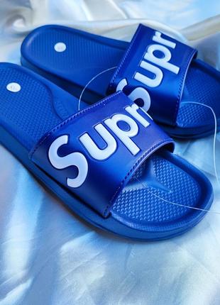 Сині шльопки supre з пінковою підошвою4 фото