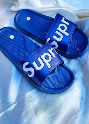 Сині шльопки supre з пінковою підошвою2 фото