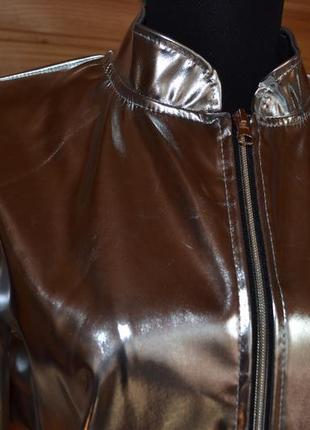 Куртка! серебристый металлик! серебро! итальянская эко-кожа.4 фото