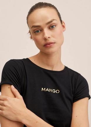 Футболка, футболка лого mango, футболка хлопок, футболка трикотаж