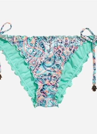 Нижняя часть купальника - трусики h&m на зваязках, бирюзовый/цветы