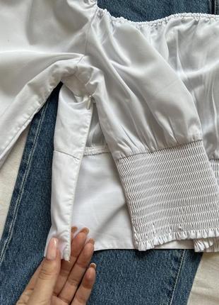 Красивый белый топ-блуза с рукавами буфами4 фото